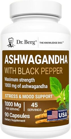 Dr. Berg Ashwagandha Capsules with Ashwagandha Root Powder & Black Pepper Extract - Ashwagandha Capsules for Men & Women - Ashwagandha Maximum Strength 1500mg of Ashwagandha Root - 90 Capsules in Saudi Arabia