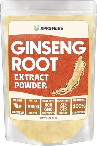 XPRS Nutra Ginseng Root Extract Powder - Ginseng Powder Supports Cognitive Function, Physical Performance, and Immune System - Vegan Friendly Panax Ginseng in Powder Form (16 Ounce) in Kuwait