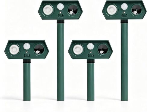 Cat Repellent Outdoor Solar Animal Repeller Motion Activated Deer Repellent Device Humane Dog Racoon Squirrel Deterrent for Garden Yard Farm Waterproof (4, Green) in Kuwait
