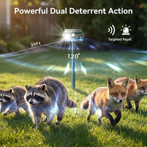 Cat Repellent Outdoor Solar Animal Repeller Motion Activated Deer Repellent Device Humane Dog Racoon Squirrel Deterrent for Garden Yard Farm Waterproof (4, Green) in Kuwait