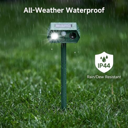 Cat Repellent Outdoor Solar Animal Repeller Motion Activated Deer Repellent Device Humane Dog Racoon Squirrel Deterrent for Garden Yard Farm Waterproof (4, Green) in Kuwait