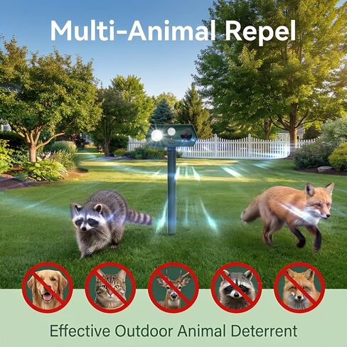 Cat Repellent Outdoor Solar Animal Repeller Motion Activated Deer Repellent Device Humane Dog Racoon Squirrel Deterrent for Garden Yard Farm Waterproof (4, Green) in Kuwait