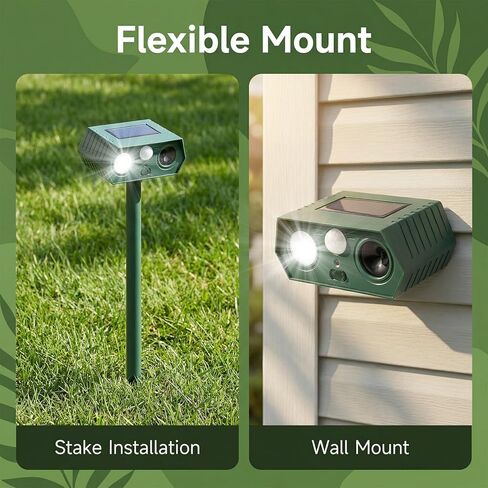 Cat Repellent Outdoor Solar Animal Repeller Motion Activated Deer Repellent Device Humane Dog Racoon Squirrel Deterrent for Garden Yard Farm Waterproof (4, Green) in Kuwait
