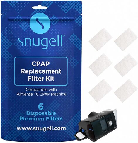 فلاتر CPAP بديلة للاستعمال مرة واحدة من سنوجيل | فلتر عالمي ممتاز لريسميد اير سينس 10 - سلسلة ايركيرف 10 - S9 | 6 عبوات | فلاتر عالمية لا تسبب الحساسية للسفر او الاستخدام المنزلي in Kuwait