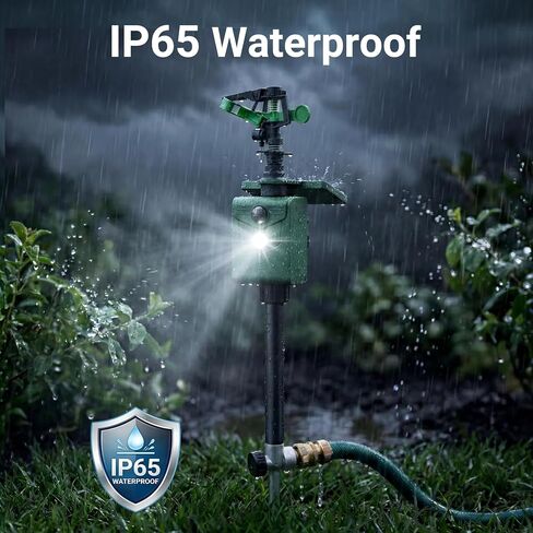 2 Packs Motion Activated Animal Repeller with Water Sprinkler, Deer Repellent Devices Solar Powered, IP65 Waterproof Deer Repellent with Flashing Light, Deter Cats Dogs Skunks Raccoons from Garden in Kuwait