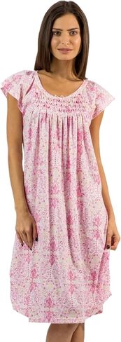 Casual Nights Women's Smocked Lace Short Sleeve Nightgown in Kuwait