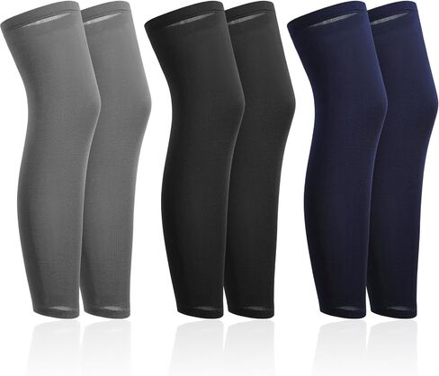 Skylety 3 Pairs Compression Leg Sleeves Full Length Sleeves for Mens Basketball Cycling in Kuwait