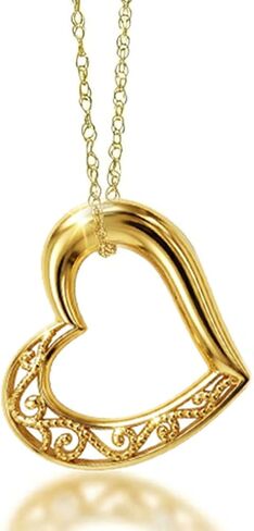 Charm America - Gold Small Sliding Heart Charm - 10 Karat Solid Gold in Saudi Arabia