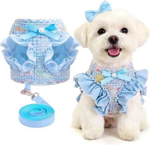 ABRRLO Small Dog Harness and Leash Set,Soft Adjustable Pink Puppy Harness in Saudi Arabia