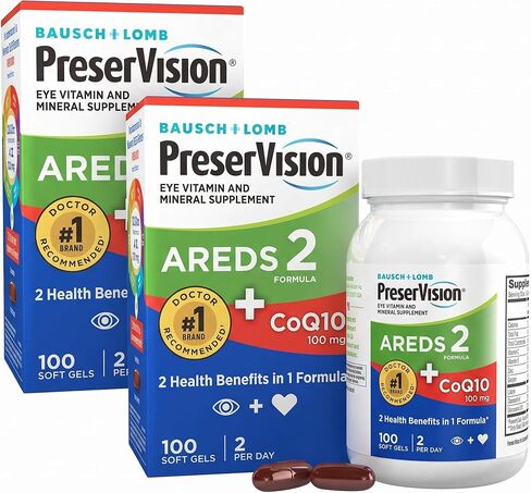 PreserVision AREDS 2 Eye Vitamins with CoQ10 for Heart Health, Lutein, Zeaxanthin, Vitamin C & E, Zinc, Copper, 80 Softgels in Saudi Arabia