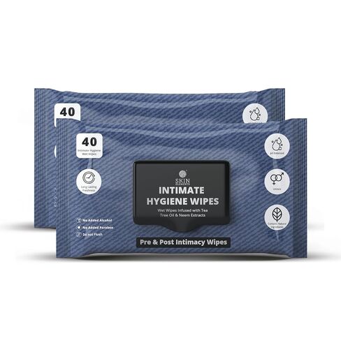 Skin Elements Intimate Hygiene Wipes | pH Balanced Wipes with Tea Tree Oil | Avoids Itching and Bad Odor | Pack of 30 Individually Wrapped Wipes in Kuwait