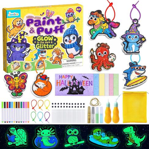 JMMICO 86 PCS Paint & Puff Kit, Low Mess Crafts for Kids Ages 4-8 in Saudi Arabia