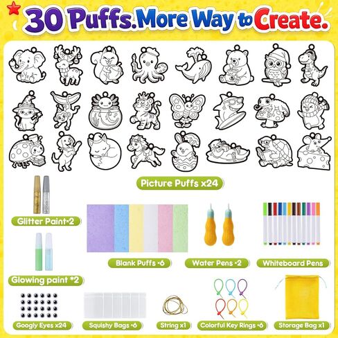JMMICO 86 PCS Paint & Puff Kit, Low Mess Crafts for Kids Ages 4-8 in Saudi Arabia