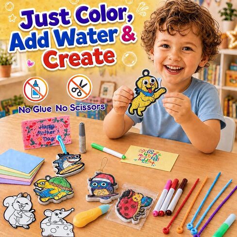 JMMICO 86 PCS Paint & Puff Kit, Low Mess Crafts for Kids Ages 4-8 in Saudi Arabia