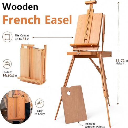 DJAR 169-Piece Wooden French Easel Art Painting Kit for Adults in Kuwait