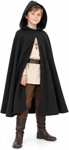HOMELEX Renaissance Costume for Boys - Kids Medieval Cloak With Hood Halloween Ranger Wizard Elven Hooded Cape Robe in Kuwait