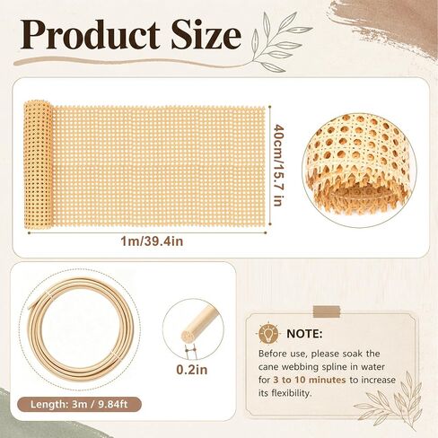 14Pcs Plastic Rattan Repair Kit with Cane Webbing Roll Caning Material in Saudi Arabia