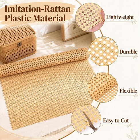 14Pcs Plastic Rattan Repair Kit with Cane Webbing Roll Caning Material in Saudi Arabia