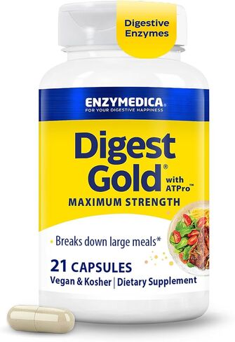 Enzymedica Digest Gold + ATPro, Maximum Strength Enzyme Formula, Prevents Bloating and Gas, 14 Key Enzymes Including Amylase, Protease, Lipase and Lactase, 120 Capsules (FFP) in Saudi Arabia