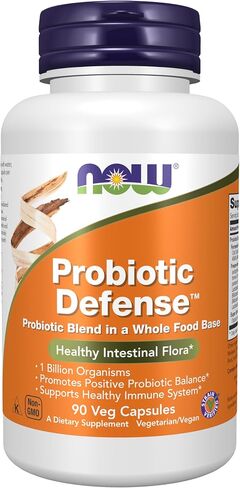 NOW Supplements, Probiotic Defense, Probiotic Blend in a Whole Food Base with 1 Billion Organisms, 90 Veg Capsules in Kuwait