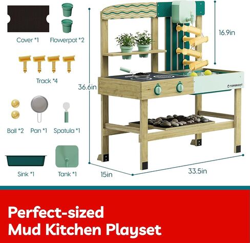 TOP BRIGHT 2026 Upgraded Mud Kitchen for Kids, Water & Sand Play in Saudi Arabia