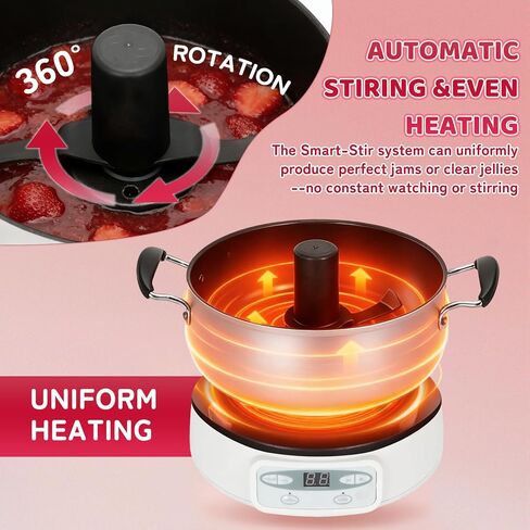 Automatic Jam and Jelly Maker 1000W, Electric Jam Jelly & Sauce Machine 2L Per Batch (≈4 x 16OZ), Electric Pot Stirrer Machine Non-Stick Self Stirring Pot BPA-Free, Replace Ball Fresh Jam Maker in Saudi Arabia