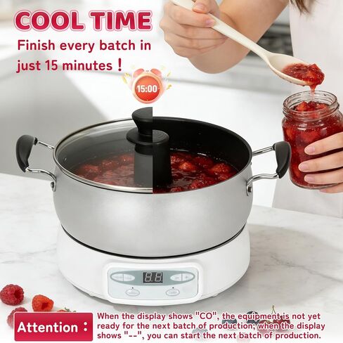 Automatic Jam and Jelly Maker 1000W, Electric Jam Jelly & Sauce Machine 2L Per Batch (≈4 x 16OZ), Electric Pot Stirrer Machine Non-Stick Self Stirring Pot BPA-Free, Replace Ball Fresh Jam Maker in Saudi Arabia