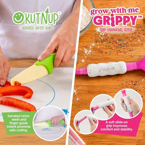 Crayola Kidchen Creative Cook Set for Kids, 5 Full-Size Cooking Utensils, With 2-in-1 Spatula, Stainless Steel Whisk, and Ladle, Colorful Food-Grade Silicone, Kitchen Gift for Kids, Ages 5+ in Kuwait