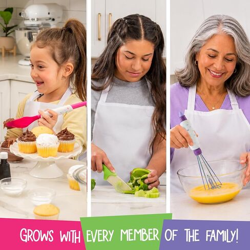 Crayola Kidchen Creative Cook Set for Kids, 5 Full-Size Cooking Utensils, With 2-in-1 Spatula, Stainless Steel Whisk, and Ladle, Colorful Food-Grade Silicone, Kitchen Gift for Kids, Ages 5+ in Kuwait