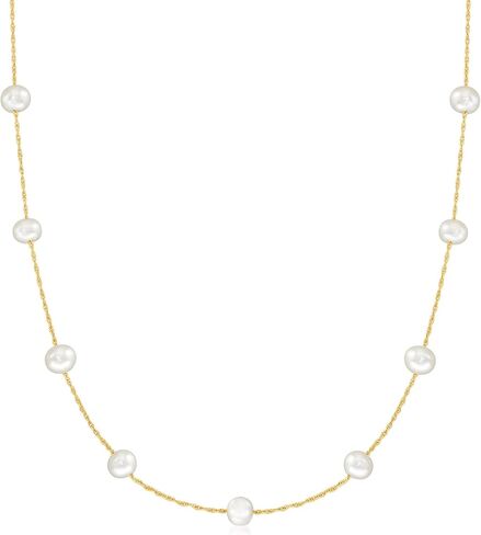Ross-Simons 5-5.Mm Cultured Pearl Station Necklace in 14kt Yellow Gold. 16 inches in Kuwait