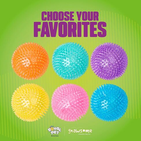 Gnawsome™ 4.5" Spiky Squeaker Ball Dog Toy - Extra Large, Cleans Teeth and Promotes Good Dental and Gum Health for Your Pet, Colors will vary, 4.5" in Kuwait