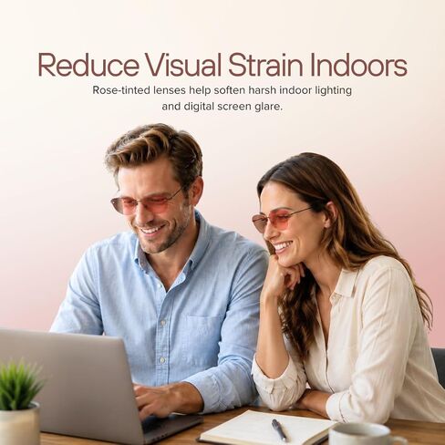 BRADDELL OPTICS Women's FL-41 Rose Tinted Migraine Light Sensitivity Rimless Glasses for Fluorescent LED Glare, Photophobia and Eye Strain in Saudi Arabia