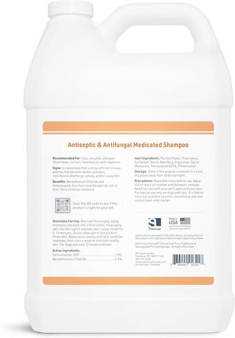 Veterinary Formula Clinical Care Antiseptic and Antifungal Medicated Shampoo for Dogs & Cats, 128 Fl Oz – Helps Alleviate Scaly, Greasy, red Skin – Paraben, Dye, Soap-Free (1 Pack) in Kuwait
