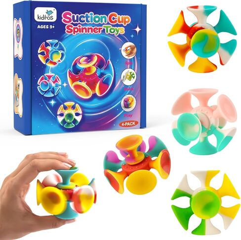 Kiditos Suction Cup Spinner Toys, 4-Pack Sensory Fidget Toys in Kuwait