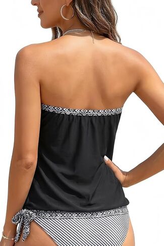 Holipick قطعتان من ملابس السباحة Bandeau Tankini للنساء بدون حمالات لباس سباحة بلوزة سباحة مع قيعان بيكيني للفتيات المراهقات in Kuwait