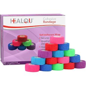 HEALQU Self Adhesive Bandage Wrap – Cohesive Tape for Athletic and Sports 6"x5yd, 12 Rolls - Self Adherent Medical Tape, Flexible, Elastic Bandages Multicolor for Wrist & Ankle Vet Wrap for Dogs. in Saudi Arabia