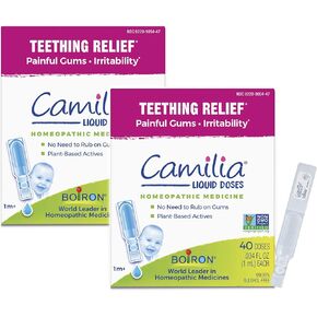 Boiron Camilia Drops 40 Count (Pack of 2) Relief of Painful or Swollen Gums and Irritability in Babies - for Daytime and Nighttime - Liquid Drop for Baby in Kuwait