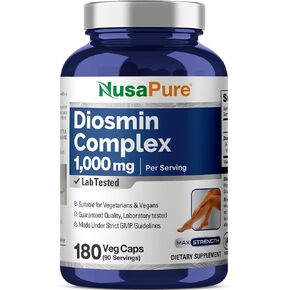 NusaPure Diosmin Complex 1,000mg per Serving 180 Veggie Caps (Non-GMO,Gluten-Free,Vegan) with Citrus Aurantium in Kuwait