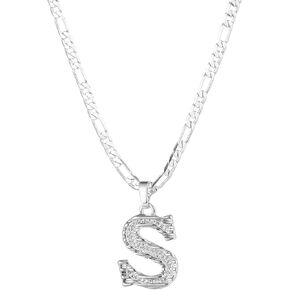 Initial Necklace for Women Men Girls Boys, Gothic 14K Gold Plated 26 Letters Pendant Necklace, Figaro Paperclip Chain with Extension in Saudi Arabia
