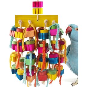 DBNESS Bird Toys, 18.9in Parrot Chew Toys for Large Birds Hanging Natural Wooden Thick Blocks shredding Toys Bird Cage Toy for Medium to Large Macaws Cockatoos African Greys Amazons in Saudi Arabia