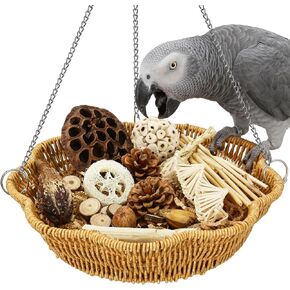 20Pcs Bird Foraging Toy Set with Hanging Basket, Natural Shredding in Saudi Arabia