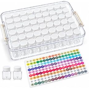 Bead Storage Organizer with 56 Small Bottles, Clear Plastic Craft Storage Box with Labels, Mini Container Organizer for Beads, Jewelry, Diamond Painting and DIY Supplies in Kuwait