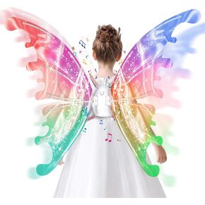 maysida Electric Fairy Wings for Girls, Light Up Moving Butterfly Wings with LED Lights and Music, Toy for Kids as Halloween Valentine Birthday Christmas Party Costume Princess Cosplay Dress Up Gift in Kuwait