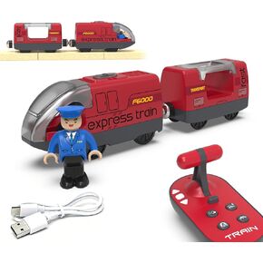 Motorized Train for Wooden Track, 3Pcs Train Toy Set for 3 4 5+Years Old Boy Girl Toddlers, Battery Powered Train Compatible with Thomas & Friends, Brio and Chuggington in Kuwait