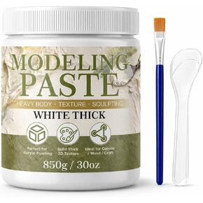 Thick Modeling Paste White 30oz / 600ml - High Density Acrylic Medium for Texture, Thickness, Dimension Additive, Color Adjustment Acrylic Texture Paste for Canvas, Wood, Mixed Media in Kuwait