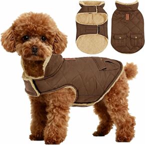 ASENKU Dog Winter Coat, Thick Plush Fleece Lining Dog Jacket with Pockets in Kuwait
