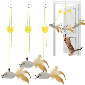 Tocirelo Interactive Hanging Cat Toy Bird with Catnip Feather, Door Cat Toy in Kuwait