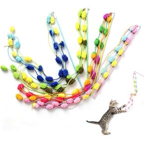 Cat Wand Toy 4 PCS Vibrant Plush Srtip Teaser Wands Interactive Cat Toy in Saudi Arabia