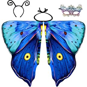 GRAJTCIN Butterfly Wings Cape for Womens Halloween Luna Moth Costume Double Sides Green Fairy Pixie Rave Cosplay(Luna Moth) in Kuwait