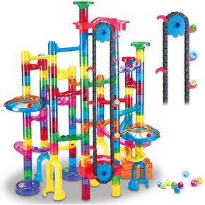 Tucrae 224 PCS Marble Runs Toys with Automatic Elevator Glowing Marble Maze Building Set STEM Puzzle Toys for 3 4 5+ Boys & Girls Children's Day, Christmas Easter Gifts(Containing 60 Marbles) in Kuwait